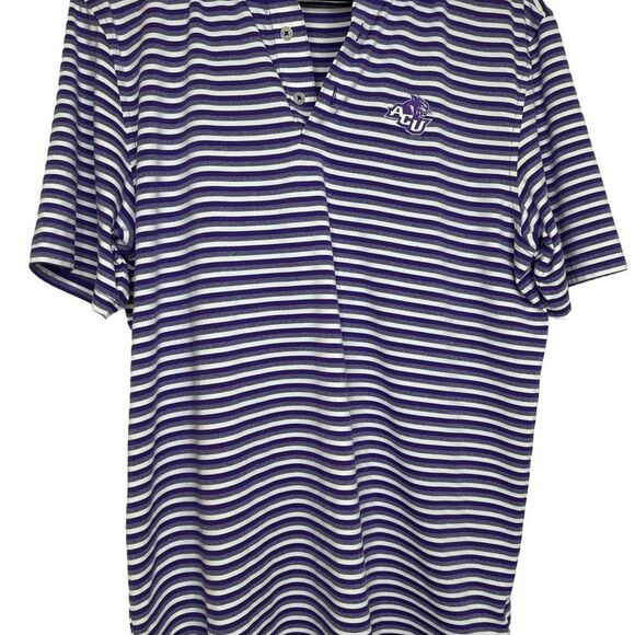 ACU Southern Tide Purple and White Striped Polo Shirt Size M - Picture 1 of 9